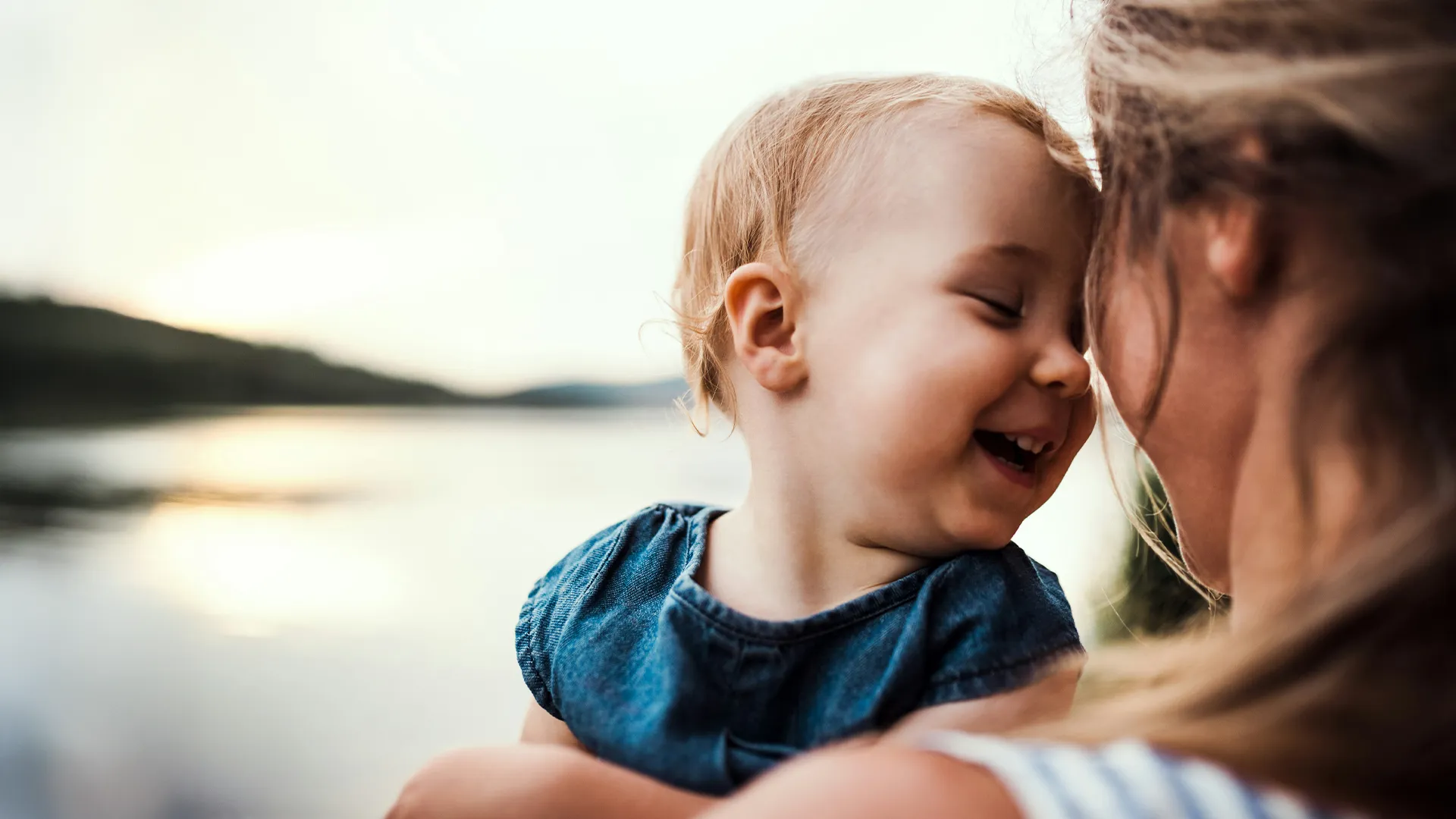 Woman and child hugging